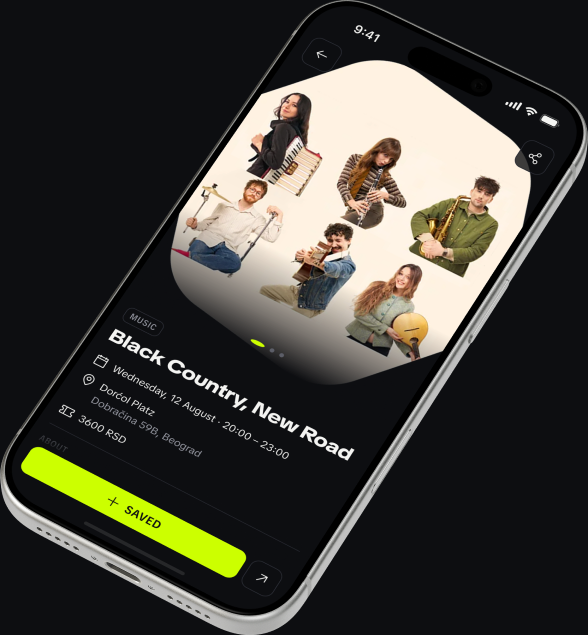 ajmo app — saved event with reminder